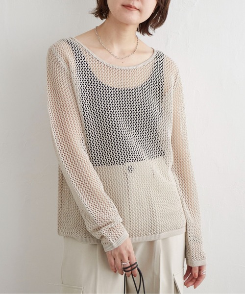 notch.(ノッチ)の「【2WAY】メッシュクルーネックニット(ニット/セーター・レディース・グレー/ブラック/ベージュ・M)」の17枚目の写真