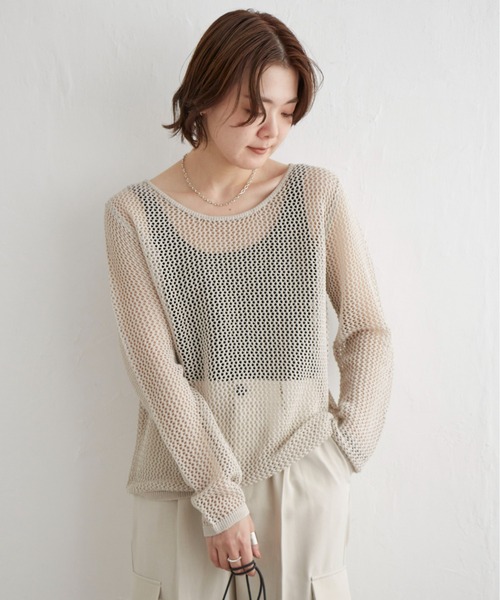notch.(ノッチ)の「【2WAY】メッシュクルーネックニット(ニット/セーター・レディース・グレー/ブラック/ベージュ・M)」の18枚目の写真