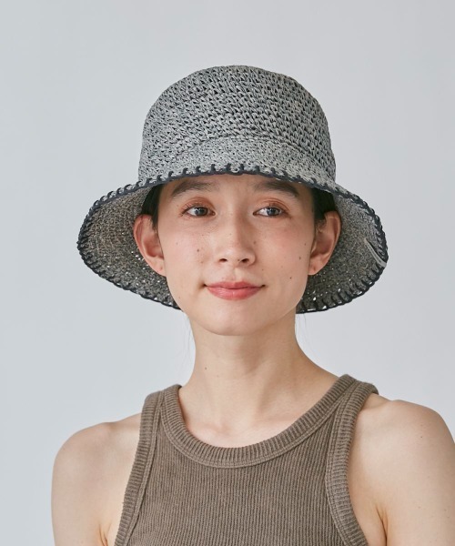 OVERRIDE（オーバーライド）の「OVERRIDE  PAPER CROCHET BUCKET HAT（ハット・レディース・ダークグレー/オレンジ/ベージュ・58cm）」の5枚目の写真