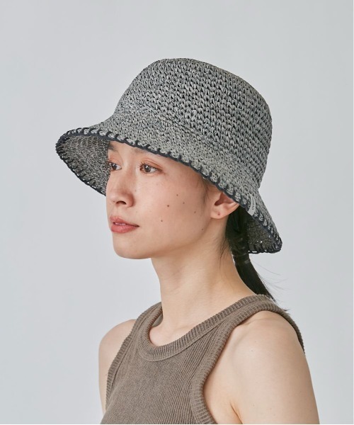OVERRIDE（オーバーライド）の「OVERRIDE  PAPER CROCHET BUCKET HAT（ハット・レディース・ダークグレー/オレンジ/ベージュ・58cm）」の6枚目の写真
