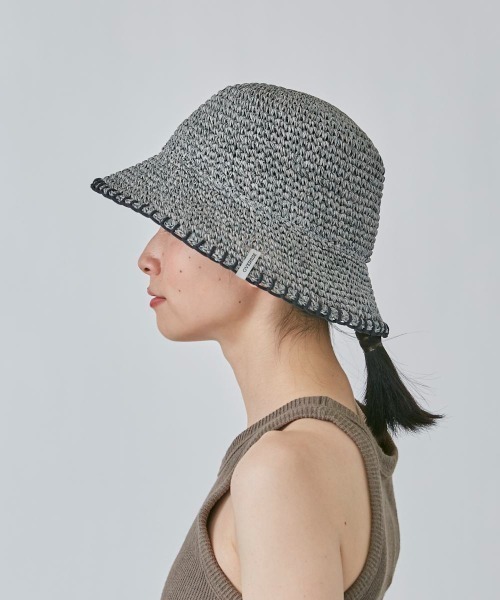OVERRIDE（オーバーライド）の「OVERRIDE  PAPER CROCHET BUCKET HAT（ハット・レディース・ダークグレー/オレンジ/ベージュ・58cm）」の7枚目の写真