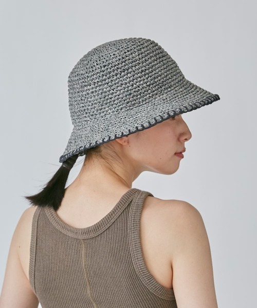OVERRIDE（オーバーライド）の「OVERRIDE  PAPER CROCHET BUCKET HAT（ハット・レディース・ダークグレー/オレンジ/ベージュ・58cm）」の8枚目の写真