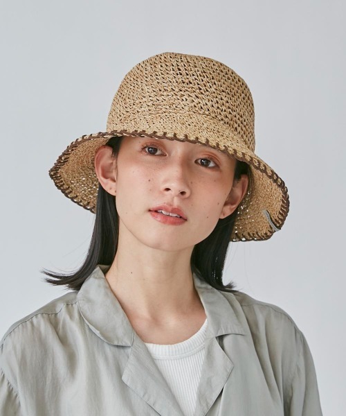 OVERRIDE（オーバーライド）の「OVERRIDE  PAPER CROCHET BUCKET HAT（ハット・レディース・ダークグレー/オレンジ/ベージュ・58cm）」の11枚目の写真
