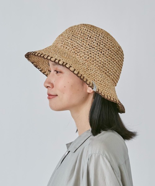 OVERRIDE（オーバーライド）の「OVERRIDE  PAPER CROCHET BUCKET HAT（ハット・レディース・ダークグレー/オレンジ/ベージュ・58cm）」の13枚目の写真