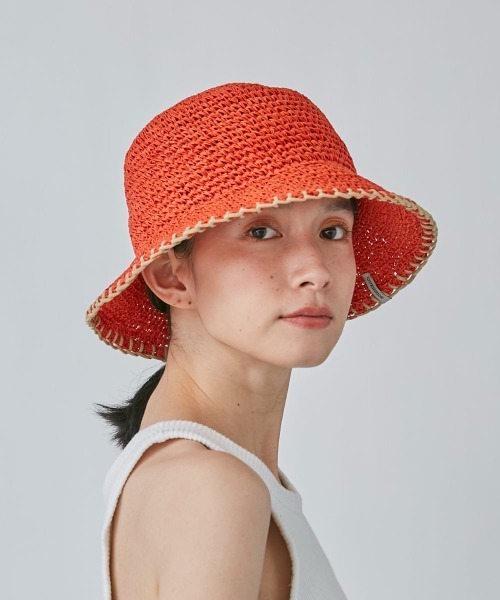 OVERRIDE（オーバーライド）の「OVERRIDE  PAPER CROCHET BUCKET HAT（ハット・レディース・ダークグレー/オレンジ/ベージュ・58cm）」の17枚目の写真
