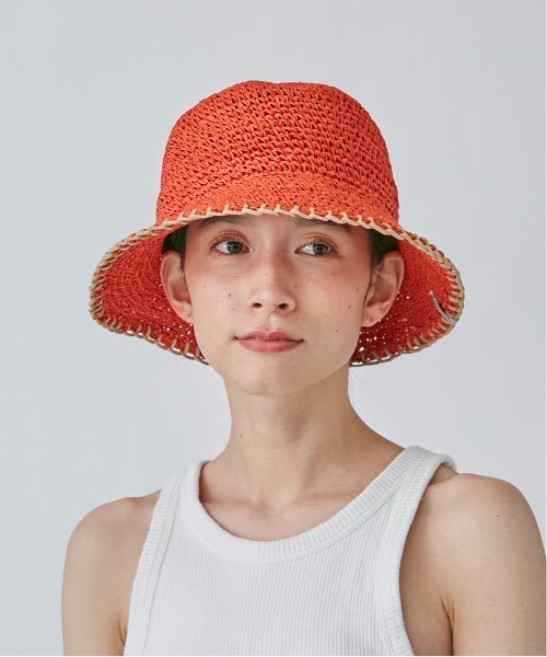 OVERRIDE（オーバーライド）の「OVERRIDE  PAPER CROCHET BUCKET HAT（ハット・レディース・ダークグレー/オレンジ/ベージュ・58cm）」の18枚目の写真