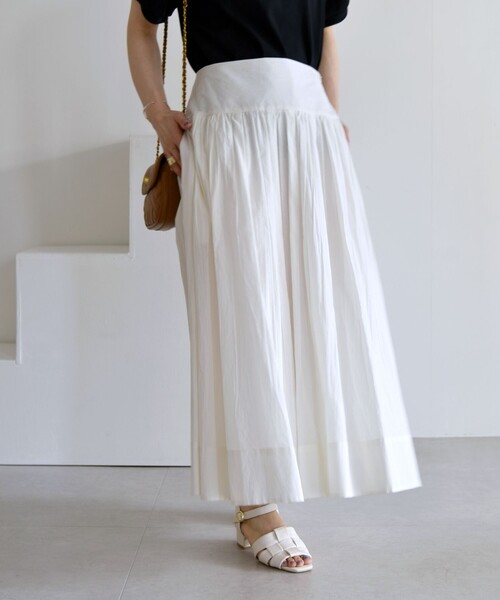 SHIPS any（シップス エニィ）の「SHIPS any: 〈洗濯機可能〉キャンブリック ギャザー スカート（スカート・レディース・ライトブルー/ホワイト/ネイビー/ブラウン/ラベンダー・36/38）」の3枚目の写真