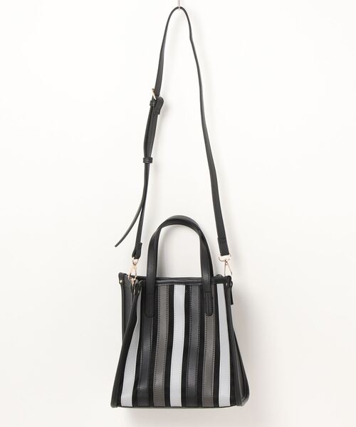 T・S・L（ティーエスエル）の「【T.S.L】ストライプクリアバッグ(836461)（ハンドバッグ・レディース・ブラック/グリーン/ベージュ・ALL）」の2枚目の写真