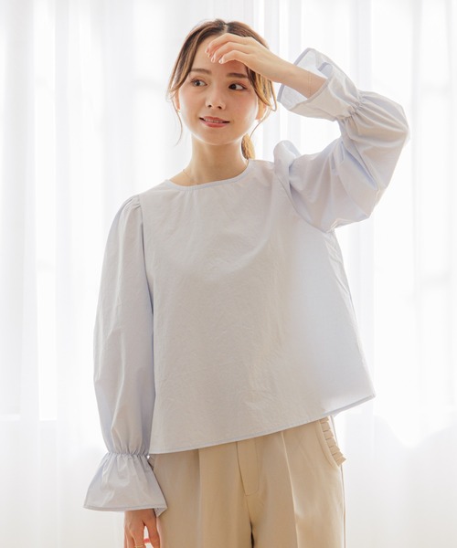 flower(フラワー)の「スプリンジーリボンブラウス(シャツ/ブラウス・レディース・ホワイト/ブルー・FREE)」の13枚目の写真