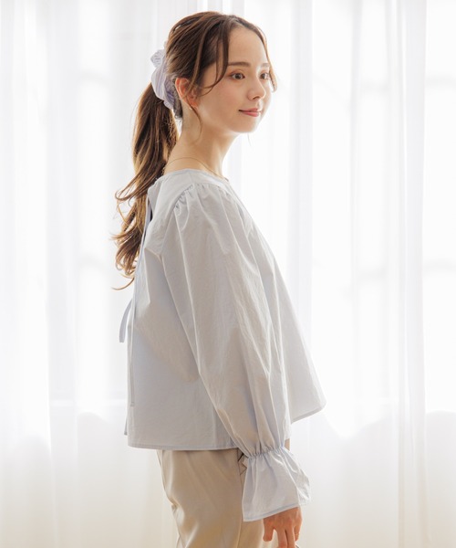 flower(フラワー)の「スプリンジーリボンブラウス(シャツ/ブラウス・レディース・ホワイト/ブルー・FREE)」の9枚目の写真