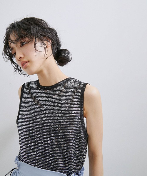 ADAM ET ROPE'(アダムエロペ)の「スパンコールタンク(タンクトップ・レディース・ブラック系その他/ホワイト・FREE)」の21枚目の写真
