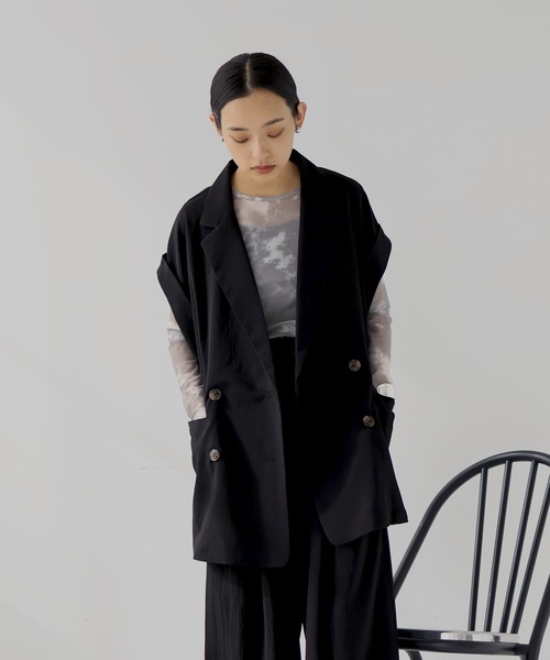 hellam（へラム）の「ダブルジャケットジレ(入荷禁止)（ベスト・レディース・アイボリー/グレー/ブラック/グレイッシュベージュ・FREE）」の6枚目の写真