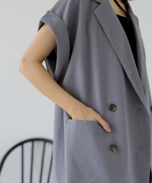 hellam（へラム）の「ダブルジャケットジレ(入荷禁止)（ベスト・レディース・アイボリー/グレー/ブラック/グレイッシュベージュ・FREE）」の10枚目の写真