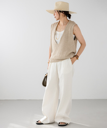MUSE ドゥーズィエムクラス Lily Linen Vネックベスト　新品グレー 未使用級✨ドゥーズィエムクラス Lily Linen Vネック ベスト