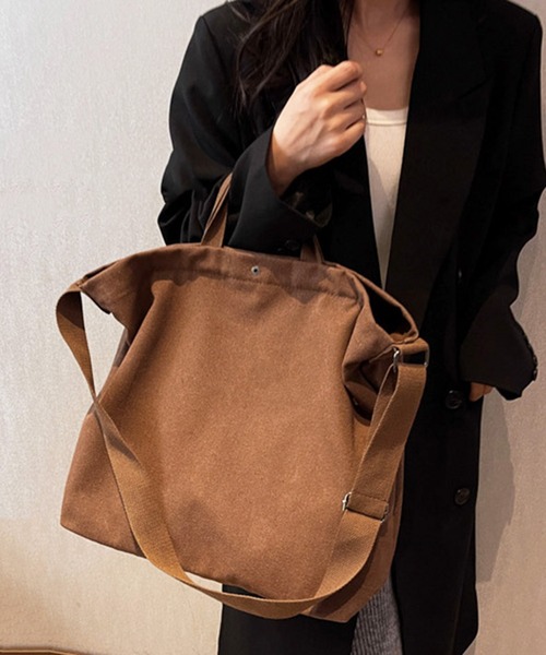 STYLEBLOCK（スタイルブロック）の「キャンバス2WAYショルダーバッグ（ショルダーバッグ・レディース・ブラック/カーキ/グレー/ダークブラウン/グリーン・FREE）」の3枚目の写真