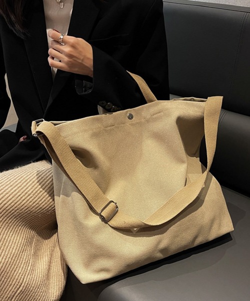 STYLEBLOCK（スタイルブロック）の「キャンバス2WAYショルダーバッグ（ショルダーバッグ・レディース・ブラック/カーキ/グレー/ダークブラウン/グリーン・FREE）」の5枚目の写真