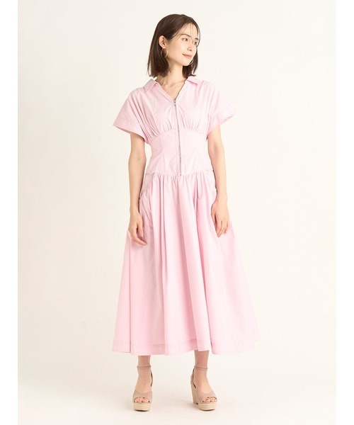 SNIDEL フロントジップシャツワンピース SNIDEL ワンピース Sustainableフロントジップシャツワンピース