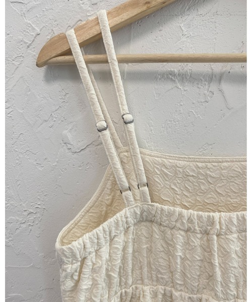 She's Closet(シーズクローゼット)の「Aラインボリュームフレアギャザーロング丈ふくれジャガードキャミワンピース(ワンピース・レディース・アイボリー/ブラック/グリーン・FREE)」の6枚目の写真