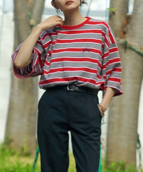 ELEMENT（エレメント）の「ELEMENT YOUTH（キッズサイズ） YT RINGER BORDER SS Ｔシャツ (130cm~160cm) 【2023年夏モデル】/エレメント半袖ボーダーTシャツ（Tシャツ/カットソー・キッズ・ホワイト/パープル/グレー・130/140/160/150）」の20枚目の写真