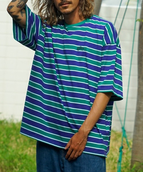 ELEMENT（エレメント）の「ELEMENT YOUTH（キッズサイズ） YT RINGER BORDER SS Ｔシャツ (130cm~160cm) 【2023年夏モデル】/エレメント半袖ボーダーTシャツ（Tシャツ/カットソー・キッズ・ホワイト/パープル/グレー・130/140/160/150）」の8枚目の写真