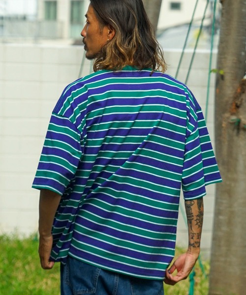 ELEMENT（エレメント）の「ELEMENT YOUTH（キッズサイズ） YT RINGER BORDER SS Ｔシャツ (130cm~160cm) 【2023年夏モデル】/エレメント半袖ボーダーTシャツ（Tシャツ/カットソー・キッズ・ホワイト/パープル/グレー・130/140/160/150）」の7枚目の写真