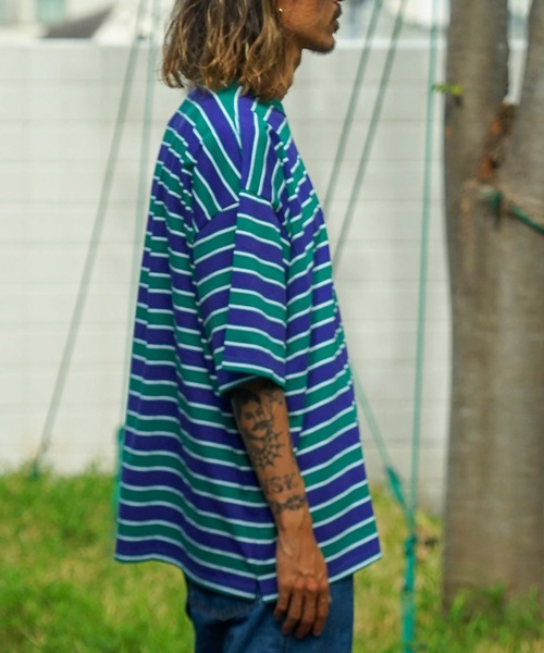 ELEMENT（エレメント）の「ELEMENT YOUTH（キッズサイズ） YT RINGER BORDER SS Ｔシャツ (130cm~160cm) 【2023年夏モデル】/エレメント半袖ボーダーTシャツ（Tシャツ/カットソー・キッズ・ホワイト/パープル/グレー・130/140/160/150）」の6枚目の写真