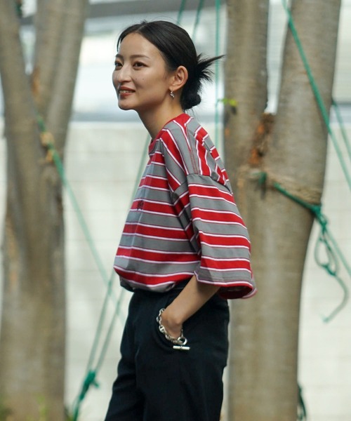 ELEMENT（エレメント）の「ELEMENT YOUTH（キッズサイズ） YT RINGER BORDER SS Ｔシャツ (130cm~160cm) 【2023年夏モデル】/エレメント半袖ボーダーTシャツ（Tシャツ/カットソー・キッズ・ホワイト/パープル/グレー・130/140/160/150）」の17枚目の写真