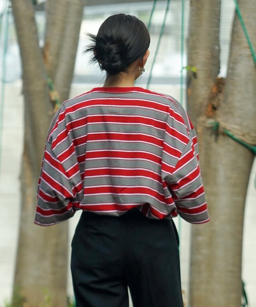 ELEMENT（エレメント）の「ELEMENT YOUTH（キッズサイズ） YT RINGER BORDER SS Ｔシャツ (130cm~160cm) 【2023年夏モデル】/エレメント半袖ボーダーTシャツ（Tシャツ/カットソー・キッズ・ホワイト/パープル/グレー・130/140/160/150）」の19枚目の写真