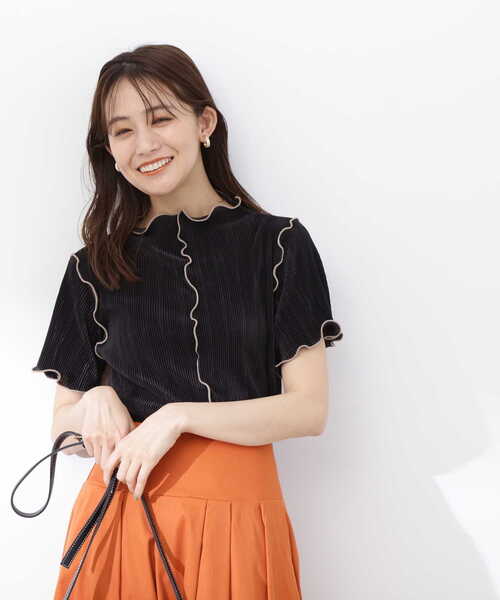 N.(N. Natural Beauty Basic)(エヌエヌナチュラルビューティーベーシック)の「◆バイカラープリーツトップス(シャツ/ブラウス・レディース・ブラック×ベージュ/ホワイト×ブラック・MEDIUM)」の18枚目の写真