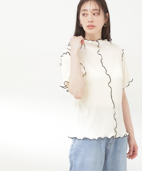 N.(N. Natural Beauty Basic)(エヌエヌナチュラルビューティーベーシック)の「◆バイカラープリーツトップス(シャツ/ブラウス・レディース・ブラック×ベージュ/ホワイト×ブラック・MEDIUM)」の19枚目の写真