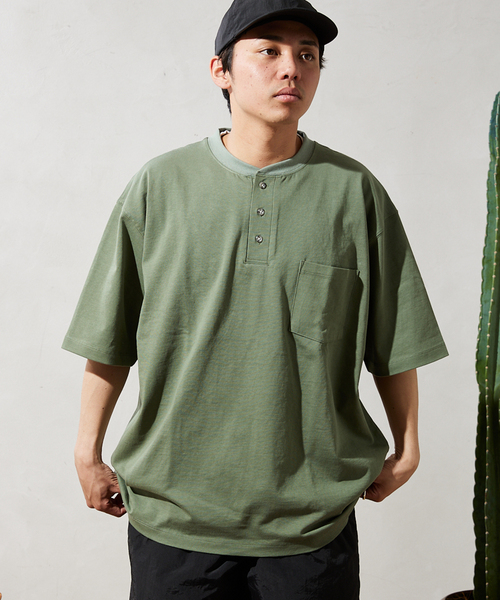 JOURNAL STANDARD relume（ジャーナルスタンダード　レリューム）の「【Allen A / アレンエー】別注 ヘンリーネックTシャツ（Tシャツ/カットソー・メンズ・ライトグレー/ホワイト/カーキ/ブルー・MEDIUM/LARGE）」の12枚目の写真