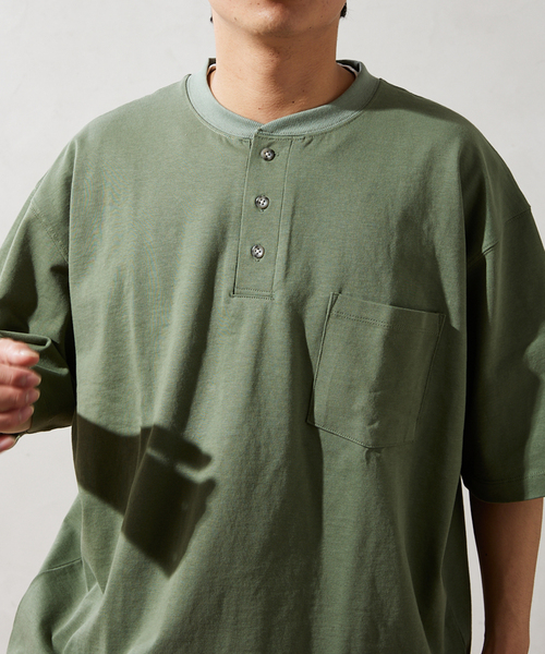 JOURNAL STANDARD relume（ジャーナルスタンダード　レリューム）の「【Allen A / アレンエー】別注 ヘンリーネックTシャツ（Tシャツ/カットソー・メンズ・ライトグレー/ホワイト/カーキ/ブルー・MEDIUM/LARGE）」の13枚目の写真