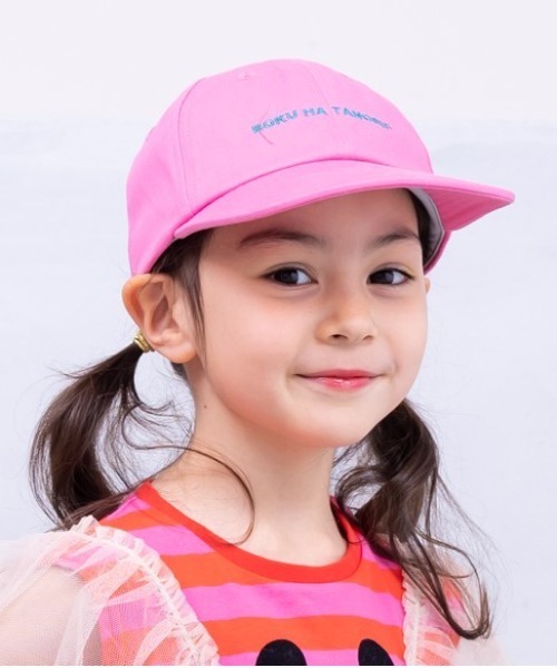 BOKU HA TANOSII（ボク　ハ　タノシイ）の「【BOKU HA TANOSII】別注 KIDSツイルキャップ（キャップ・キッズ・ブラック/ピンク・54）」の5枚目の写真