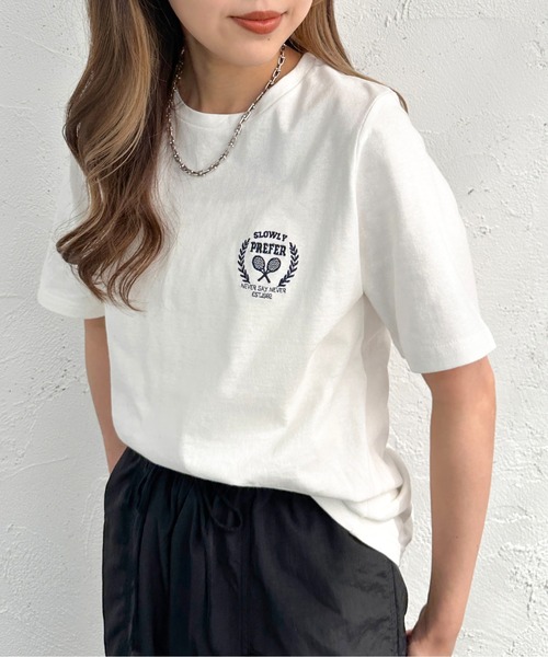 apres jour mignon（アプレジュールミニョン）の「アソートシュエットＴシャツ【ZOZOTOWN限定アイテム】（Tシャツ/カットソー・レディース・ネイビー/グリーン/ホワイト系その他3/ホワイト系その他2/ボルドー/ブラック/オフホワイト/ブラック系その他/ホワイト系その他・X-LARGE/フリー）」の10枚目の写真