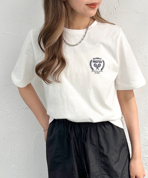 apres jour mignon（アプレジュールミニョン）の「アソートシュエットＴシャツ【ZOZOTOWN限定アイテム】（Tシャツ/カットソー・レディース・ネイビー/グリーン/ホワイト系その他3/ホワイト系その他2/ボルドー/ブラック/オフホワイト/ブラック系その他/ホワイト系その他・X-LARGE/フリー）」の11枚目の写真