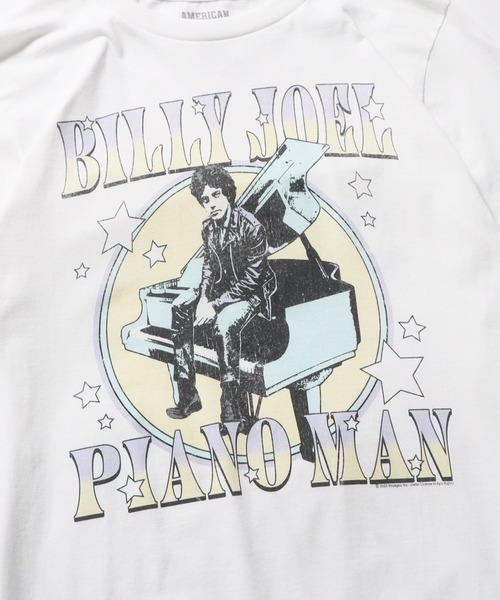 ROOPTOKYO(ループトウキョウ)の「AMERICAN CLASSICS/アメリカンクラシックス BILLY JOEL PASTEL PIANO MAN MENS LIGHTWEIGHT T-SHIRT 半袖Tシャツ フロントデザイン プリントTシャツ 白Tシャツ(Tシャツ/カットソー・メンズ・ホワイト・S/XL/L/M)」の5枚目の写真