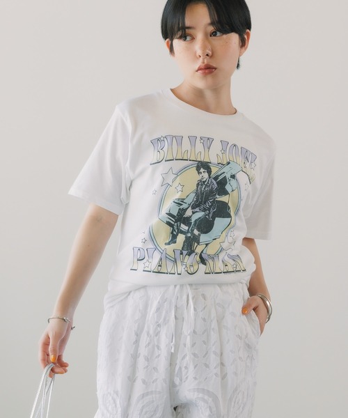ROOPTOKYO(ループトウキョウ)の「AMERICAN CLASSICS/アメリカンクラシックス BILLY JOEL PASTEL PIANO MAN MENS LIGHTWEIGHT T-SHIRT 半袖Tシャツ フロントデザイン プリントTシャツ 白Tシャツ(Tシャツ/カットソー・メンズ・ホワイト・S/XL/L/M)」の16枚目の写真