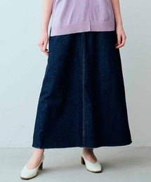 IEDIT IEDIT+ 大人をきれいに見せる ゆるAラインの国産デニムスカート〈インディゴブルー〉
