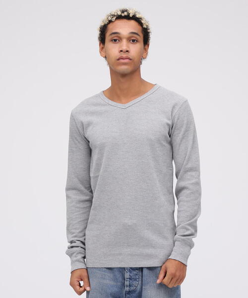 america　DRYCLEANONLY 長袖&Tシャツ DAILY/デイリー》L/S THERMAL V-NECK T-SHIRT / デイリー長袖