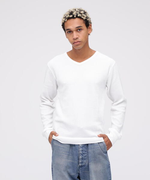 AVIREX(アヴィレックス)の「《DAILY/デイリー》L/S THERMAL V-NECK T-SHIRT / デイリー長袖 サーマル Vネック ティーシャツ(Tシャツ/カットソー・メンズ・ネイビー/グレー/ブラック/ホワイト系2/オリーブ系・L/M/S/XL/2XL)」の12枚目の写真
