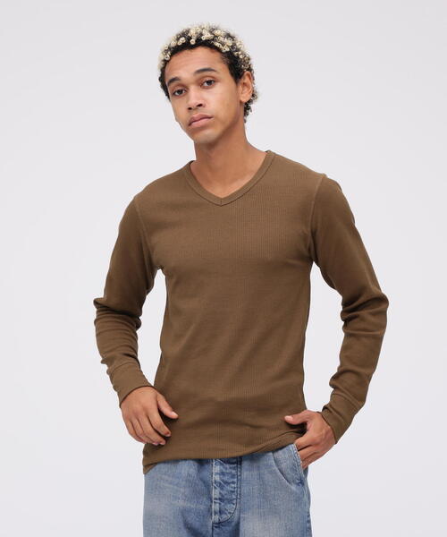 DAILY/デイリー》L/S THERMAL V-NECK T-SHIRT / デイリー長袖