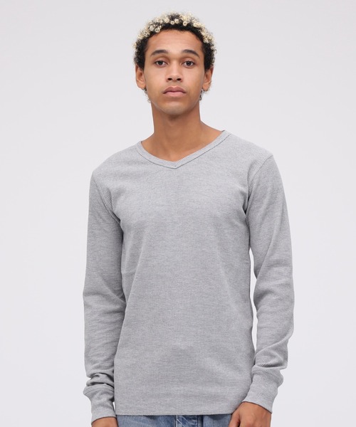 adad　Vネック ホワイト AVIREX（アヴィレックス） アビレックス デイリー ロンT 長袖 Vネック