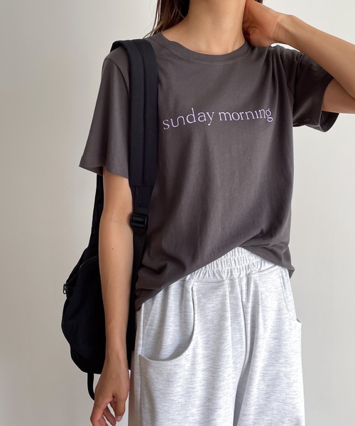 CANAL JEAN（キャナルジーン）の「El mar(エルマール) "sunday morning"半袖Tシャツ（Tシャツ/カットソー・レディース・チャコールグレー/ホワイト/ヘザーグレー・ONE SIZE）」の3枚目の写真