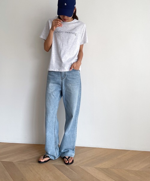 CANAL JEAN（キャナルジーン）の「El mar(エルマール) "sunday morning"半袖Tシャツ（Tシャツ/カットソー・レディース・チャコールグレー/ホワイト/ヘザーグレー・ONE SIZE）」の12枚目の写真