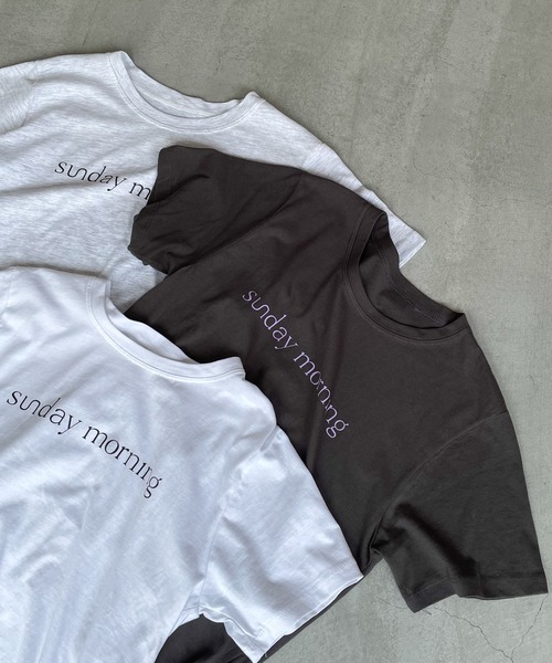 CANAL JEAN（キャナルジーン）の「El mar(エルマール) "sunday morning"半袖Tシャツ（Tシャツ/カットソー・レディース・チャコールグレー/ホワイト/ヘザーグレー・ONE SIZE）」の13枚目の写真