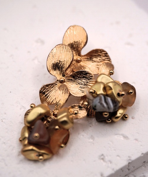 AOMOMO】大人可愛い パールと天然石 サージカルステンレス316L