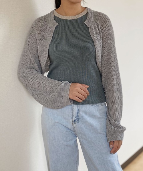 セール】【ZOZO限定】ショートボレロシアーカーディガン
