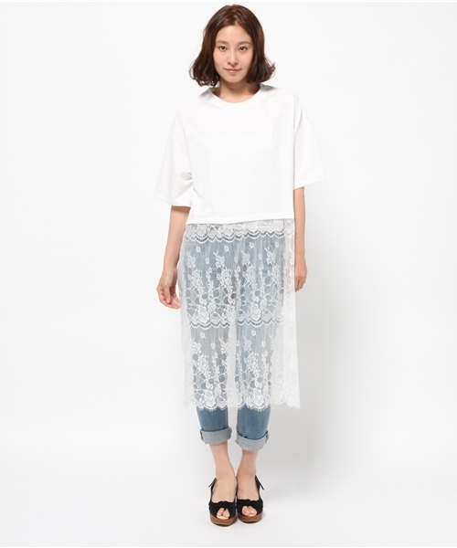 WEGO（ウィゴー）の「WEGO/レースレイヤードワンピース（ワンピース・レディース・ブラック/杢グレー/オフホワイト・FREE）」の4枚目の写真