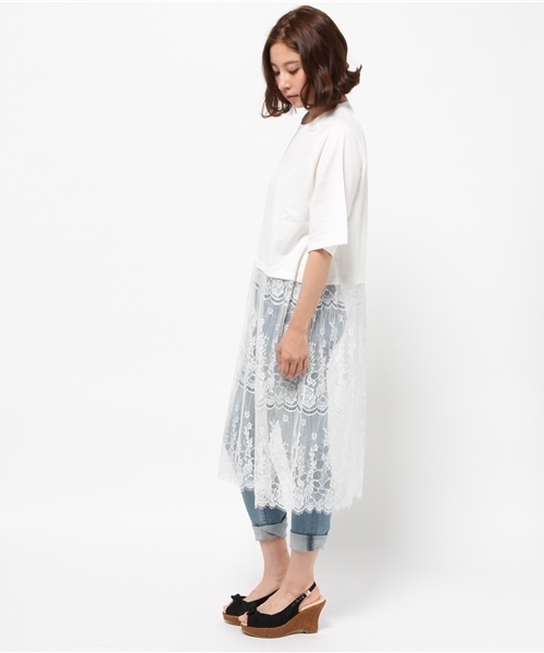 WEGO（ウィゴー）の「WEGO/レースレイヤードワンピース（ワンピース・レディース・ブラック/杢グレー/オフホワイト・FREE）」の5枚目の写真