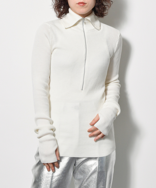 CITYSHOP(シティーショップ)の「ROUTINE ZIP UP SWEATER:ニット(ニット/セーター・レディース・ブラック/ホワイト/グリーン・FREE)」の13枚目の写真